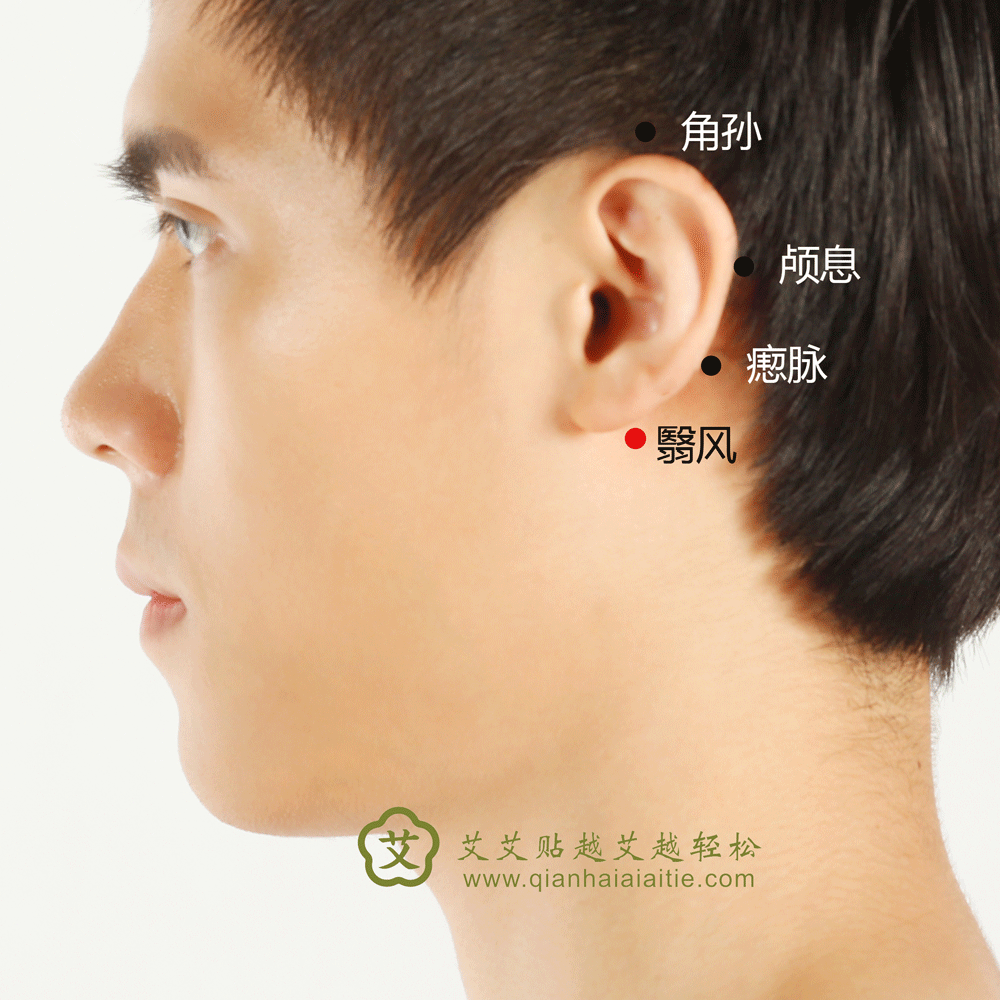 艾艾贴穴位·翳风穴：提神，偏头痛灸翳风