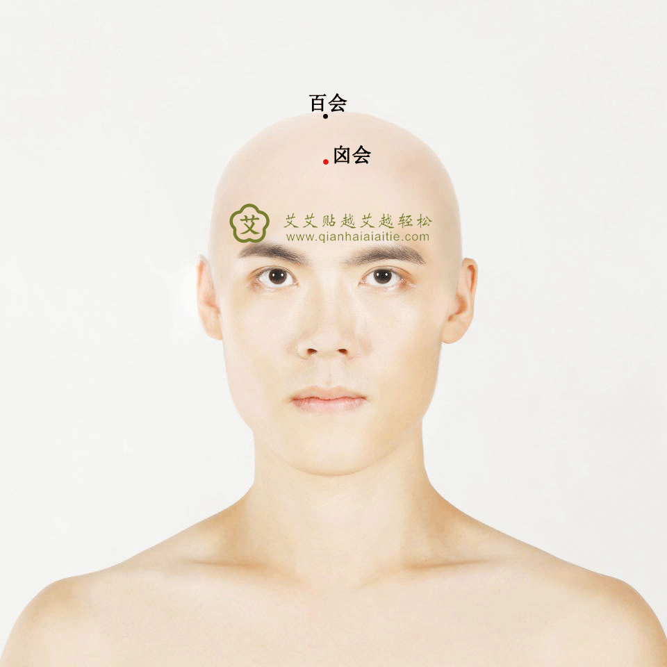 艾艾贴穴位·囟会穴：头痛、目眩、面赤暴肿、鼻渊